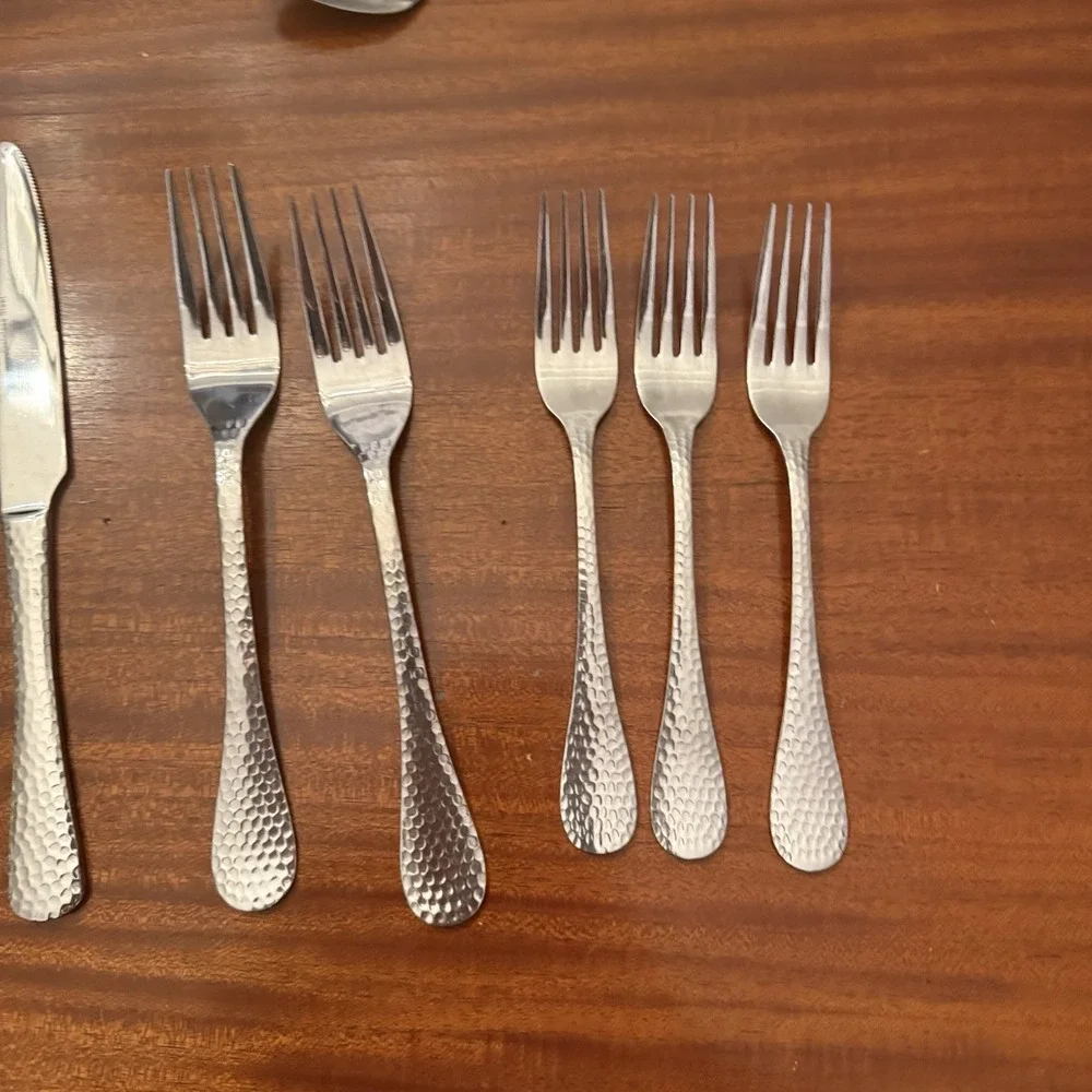 58-Piece Hammered Stainless Steel Flatware Set – Towle Logan + Unbranded MIx Lot